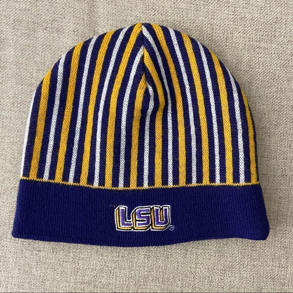 LSU Tigers Striped Adult Beanie